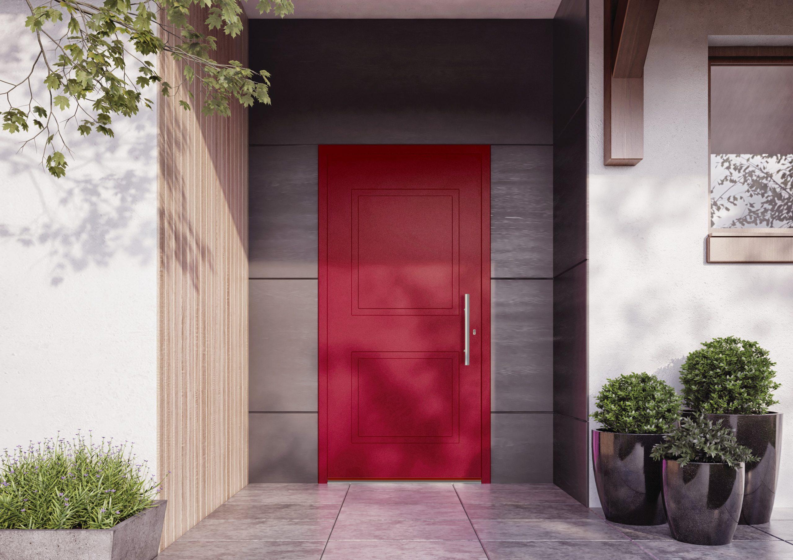 Puerta de aluminio moderna instalada en Sabadell